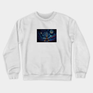 Eiffel tower under glowing stars and beautiful night sky. Crewneck Sweatshirt